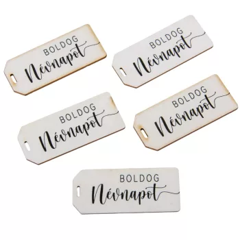Nyomtatott dekorkarton Boldog névnapot tábla 5,5cm 5db-os