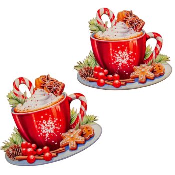 Nyomtatott dekorkarton  Karácsonyi forró csoki 9cm 2db-os