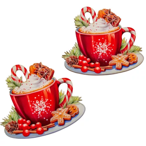 Nyomtatott dekorkarton  Karácsonyi forró csoki 9cm 2db-os