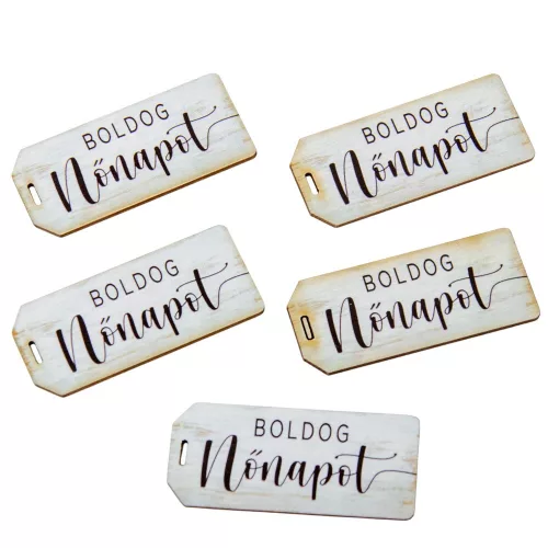 Nyomtatott dekorkarton Boldog nőnapot scrapbook tábla 5,5cm 5db-os