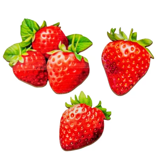 Nyomtatott dekorkarton eper szett 4-6cm 3db-os