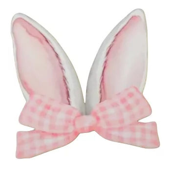 Nyomtatott dekorkarton Nyuszifül rózsaszín 17cm