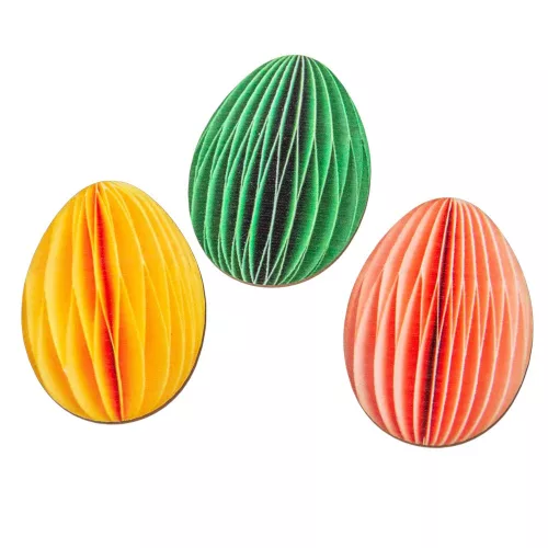 Nyomtatott dekorkarton Papírhatású tojások 6cm 3db-os