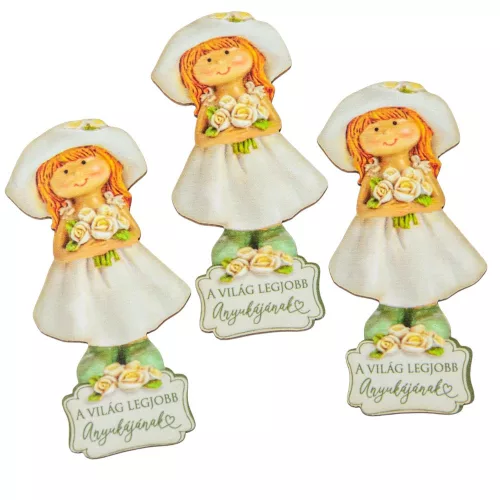 Nyomtatott dekorkarton A világ legjobb anyukájának kislány 8,5cm 3db-os