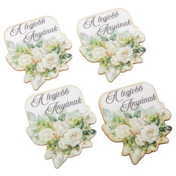   Nyomtatott dekorkarton A legjobb anyának virágos tábla 6cm 4db-os