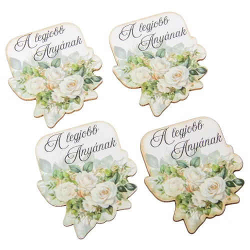 Nyomtatott dekorkarton A legjobb anyának virágos tábla 6cm 4db-os