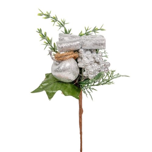 Almás, bogyós pick ezüst 23cm