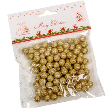 Glitteres polisztirol golyó arany 0,8cm kb.10-15gramm