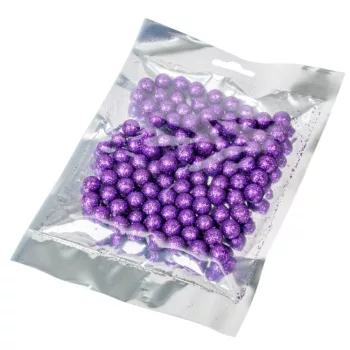 Glitteres polisztirol golyó sötétlila 1cm kb.10-15gramm