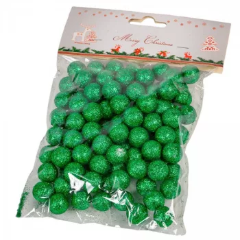 Glitteres polisztirol golyó sötétzöld 1cm kb.10-15gramm