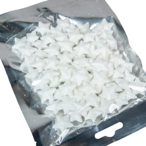 Glitteres polisztirol csillag fehér 2cm