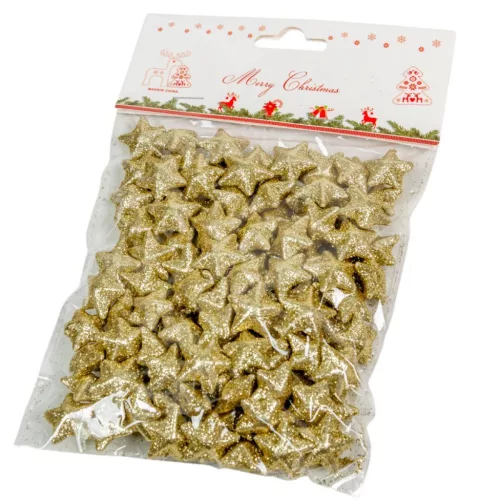 Glitteres polisztirol csillag arany 2cm