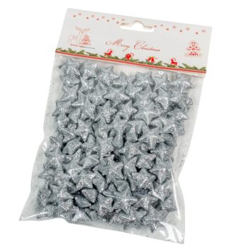 Glitteres polisztirol csillag ezüst 2cm