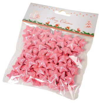 Glitteres polisztirol csillag rózsaszín 2cm