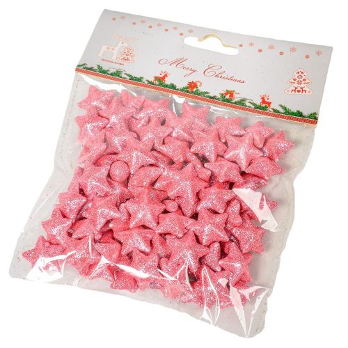 Glitteres polisztirol csillag rózsaszín 2cm