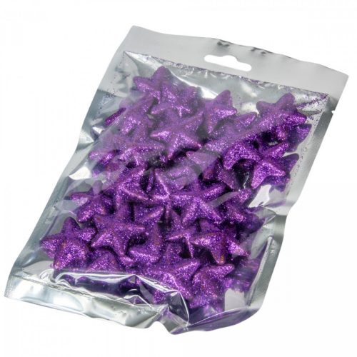 Glitteres polisztirol csillag sötétlila 3,5cm