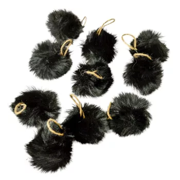Pihe-puha szőrgombóc akasztós fekete 6cm 10db-os