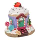 Muffin kunyhó LED-es epres polyresin 11,5cm