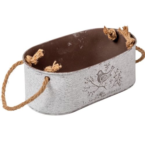 Madárkás bádog ovál kaspó M9x24,5x13cm