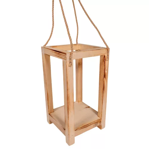 Dekorálható fa lanterna nyitott tetővel M28x15x15cm 