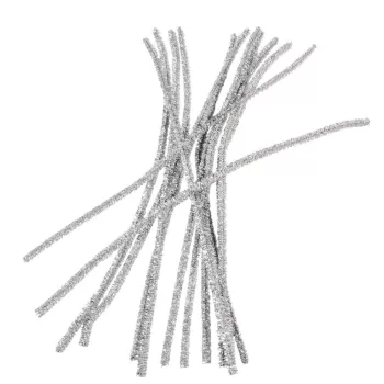 Csillámos zsenília drót ezüst 30cm 100db-os