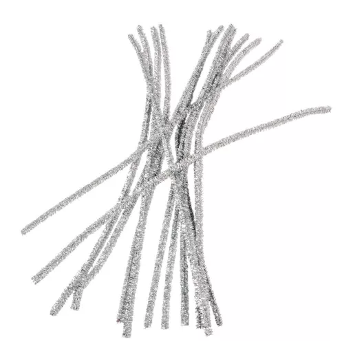 Csillámos zsenília drót ezüst 30cm 100db-os