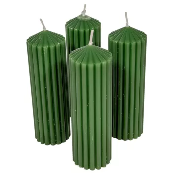   Csúcsos bordás henger gyertya 50x150mm mohazöld 4db/csom (db ár)