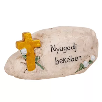Sírkő nyugodj békében felirattal poly M6x12cm