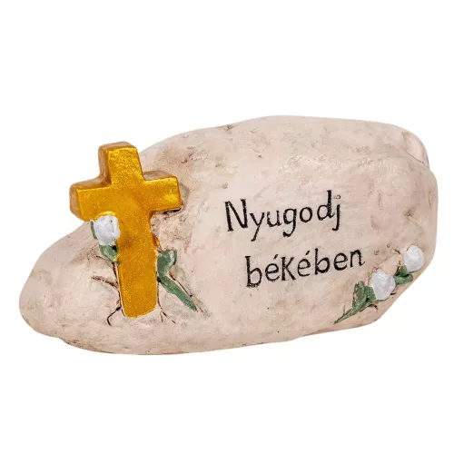 Sírkő nyugodj békében felirattal poly M6x12cm