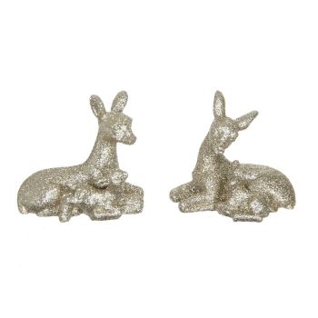 Őzike gidával glitteres arany poly 5,5cm 2db-os csomag