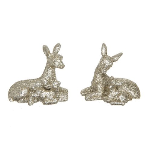 Őzike gidával glitteres arany poly 5,5cm 2db-os csomag