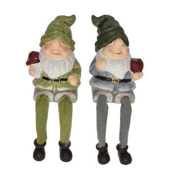 Lógólábú manó gombával, almával kerámia