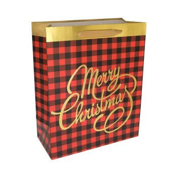 Ajándék tasak Merry christmas fekirattal 31x42cm