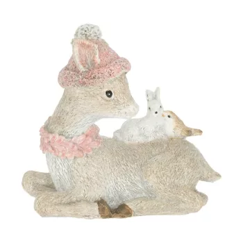 Őz sapkában, madárral poly M10cm