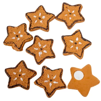 Mézeskalács csillag öntapadós poly 3,5cm 8db-os