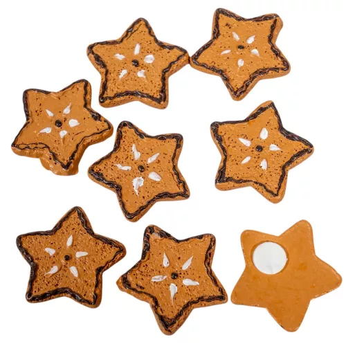 Mézeskalács csillag öntapadós poly 3,5cm 8db-os