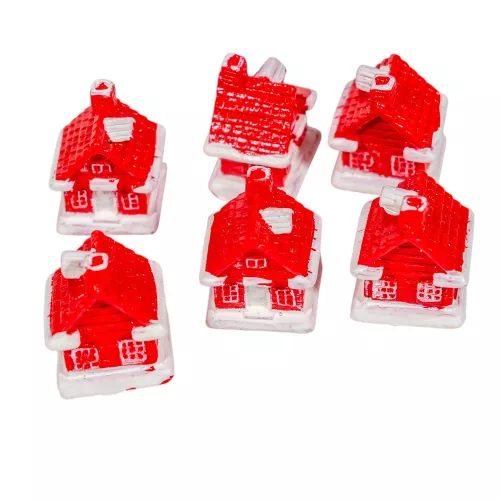 Házikó poly piros-fehér 3cm 6db-os