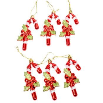 Cukorbot akasztós glitteres műanyag 11cm 6db-os