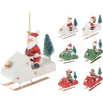 Szánkó dísz fém akasztós 10cm