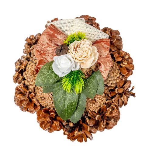 Rózsatoboz koszorú hazai szárazvirág díszítéssel 15cm