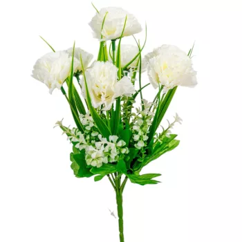 Szegfű csokor 7 virágos fehér 31cm