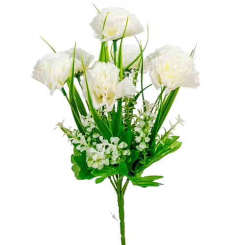 Szegfű csokor 7 virágos fehér 31cm