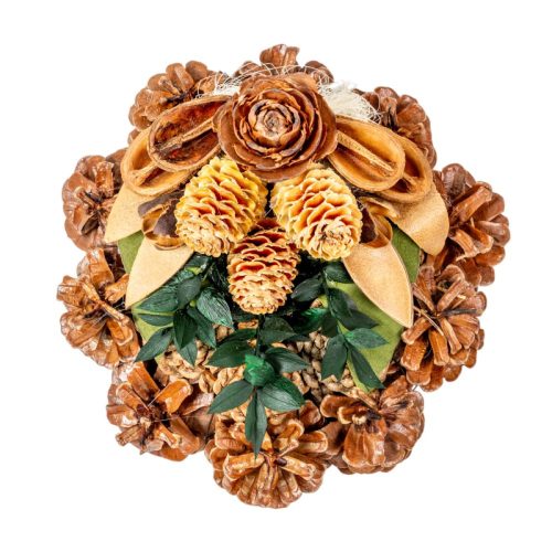 Rózsatoboz koszorú trópusi szárazvirág díszítéssel 15cm
