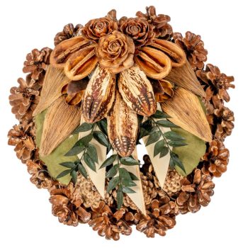   Rózsatoboz koszorú trópusi szárazvirág díszítéssel 25cm