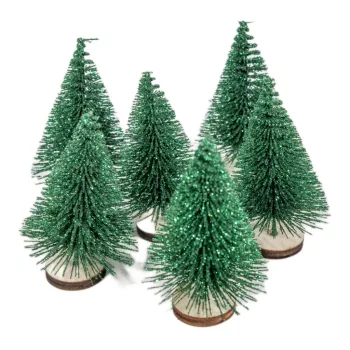 Mini fenyő fa talpon sötét zöld 7cm 6db-os
