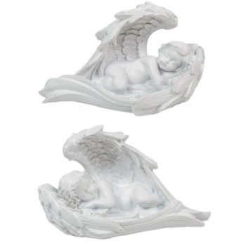 Angyal szárnyon fekvő poly fehér M9x13cm