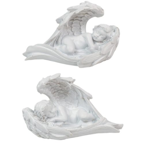 Angyal szárnyon fekvő poly fehér M9x13cm