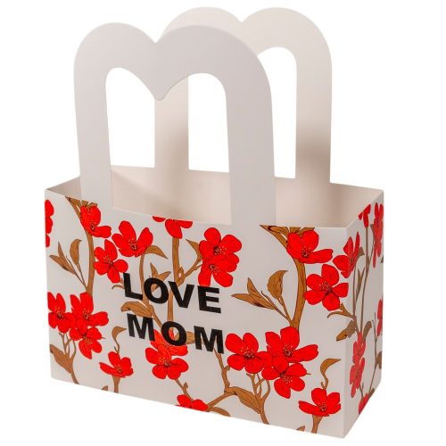Virág tasak Mom love fehér 22x8,5x26 cm