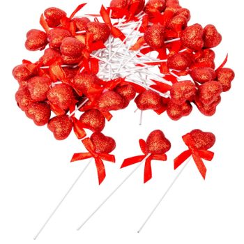 Szív pick glitteres 2,5+8,5cm 50db-os