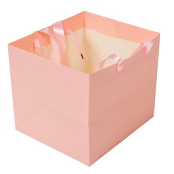 Virágtasak szalaggal világosrózsaszín 23x20x20cm